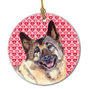 Norwegian Elkhound Valentine's Love and Hearts Ceramic Ornament