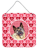 Norwegian Elkhound Valentine's Love and Hearts Wall or Door Hanging Prints
