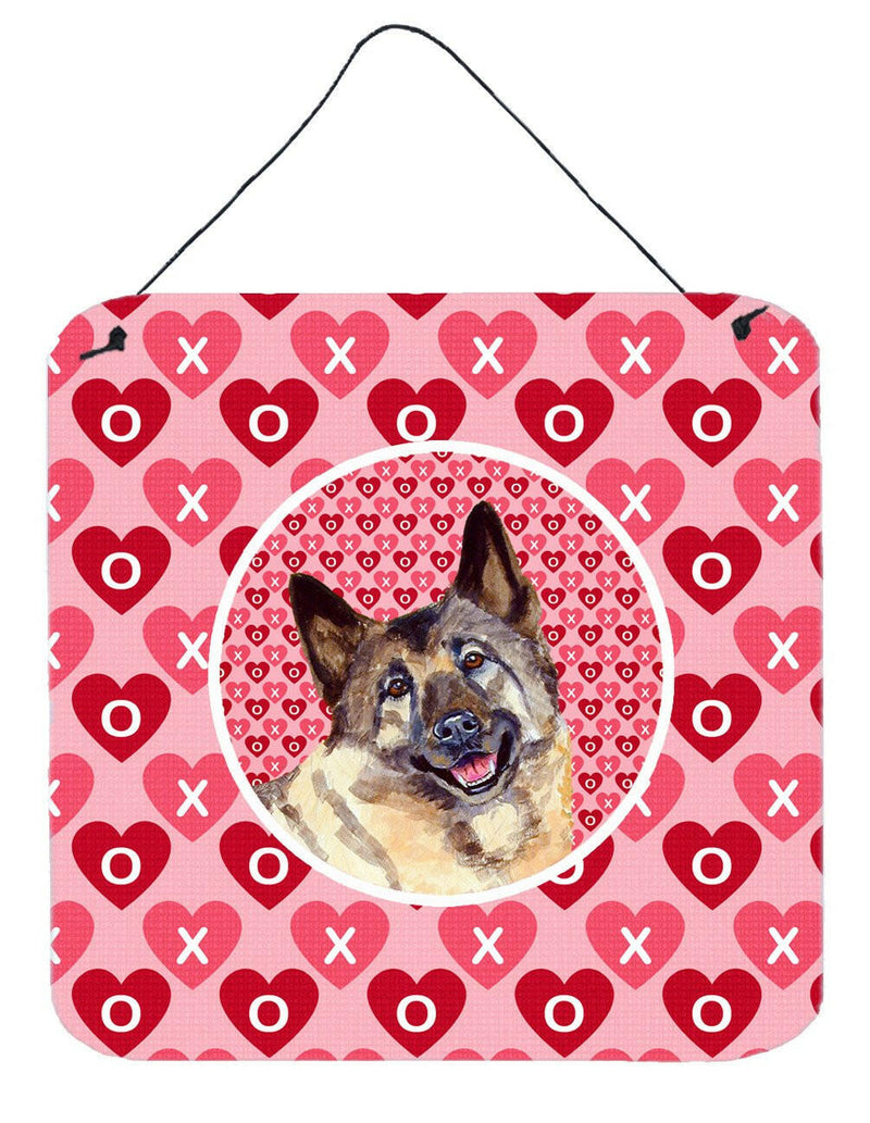 Norwegian Elkhound Valentine's Love and Hearts Wall or Door Hanging Prints