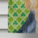Silky Terrier St. Patrick's Day Shamrock Portrait House Flag 28x40 Porch Sleeve Pole Decorative Outside Yard Banner Artwork Wall Hanging, Polyester