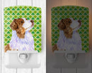 Australian Shepherd St. Patrick's Day Shamrock Ceramic Night Light Compact, UL-Certified, Ideal for Bedroom, Bathroom, Nursery, Hallway, Kitchen, 6x4x3, Multicolor