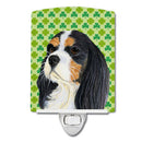 Cavalier Spaniel St. Patrick's Day Shamrock Portrait Ceramic Night Light Compact, UL-Certified, Ideal for Bedroom, Bathroom, Nursery, Hallway, Kitchen, 6x4x3, Multicolor