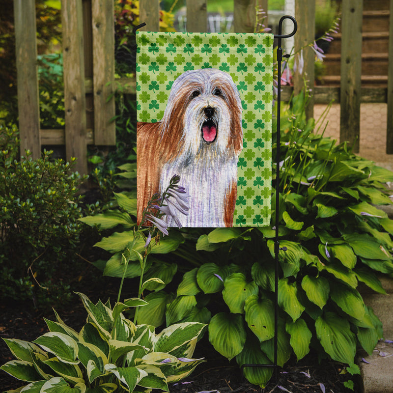 Bearded Collie St. Patrick's Day Shamrock Portrait Flag Garden Size