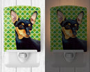 Min Pin St. Patrick's Day Shamrock Portrait Ceramic Night Light Compact, UL-Certified, Ideal for Bedroom, Bathroom, Nursery, Hallway, Kitchen, 6x4x3, Multicolor