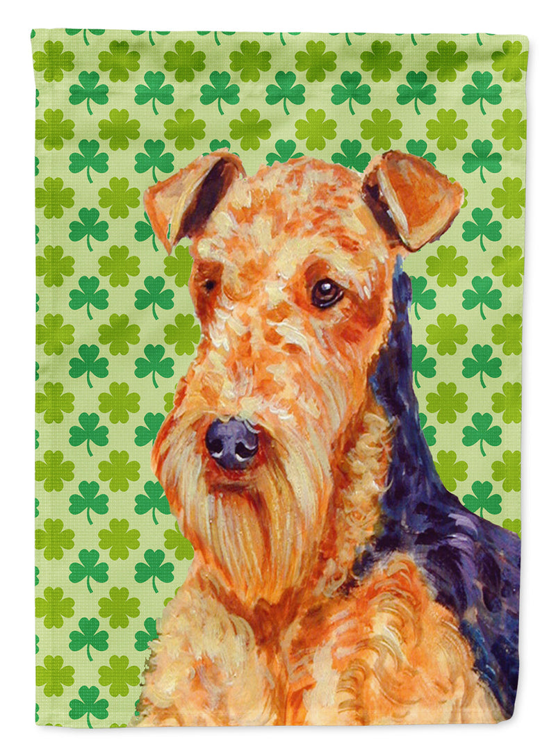 Airedale St. Patrick's Day Shamrock Portrait Flag Canvas House Size