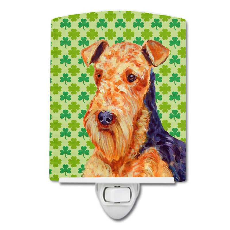 Airedale St. Patrick's Day Shamrock Portrait Ceramic Night Light LH9201CNL