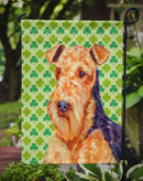 Airedale St. Patrick's Day Shamrock Portrait Garden Flag – Decorative Outdoor Yard Flag