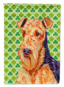 Airedale St. Patrick's Day Shamrock Portrait Garden Flag – Decorative Outdoor Yard Flag