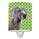 Weimaraner St. Patrick's Day Shamrock Portrait Ceramic Night Light Compact, UL-Certified, Ideal for Bedroom, Bathroom, Nursery, Hallway, Kitchen, 6x4x3, Multicolor