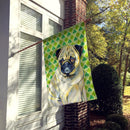 Pug St. Patrick's Day Shamrock Portrait House Flag 28x40 Porch Sleeve Pole Decorative Outside Yard Banner Artwork Wall Hanging, Polyester