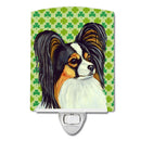 Papillon St. Patrick's Day Shamrock Portrait Ceramic Night Light Compact, UL-Certified, Ideal for Bedroom, Bathroom, Nursery, Hallway, Kitchen, 6x4x3, Multicolor