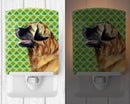 Leonberger St. Patrick's Day Shamrock Portrait Ceramic Night Light Compact, UL-Certified, Ideal for Bedroom, Bathroom, Nursery, Hallway, Kitchen, 6x4x3, Multicolor