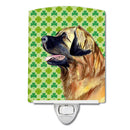 Leonberger St. Patrick's Day Shamrock Portrait Ceramic Night Light Compact, UL-Certified, Ideal for Bedroom, Bathroom, Nursery, Hallway, Kitchen, 6x4x3, Multicolor