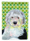 Old English Sheepdog St. Patrick's Day Shamrock Portrait House Flag 28x40 Porch Sleeve Pole Decorative Outside Yard Banner Artwork Wall Hanging, Polyester