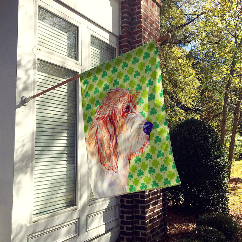 Petit Basset Griffon Vendeen St. Patrick's Day Shamrock  Flag Canvas House Size