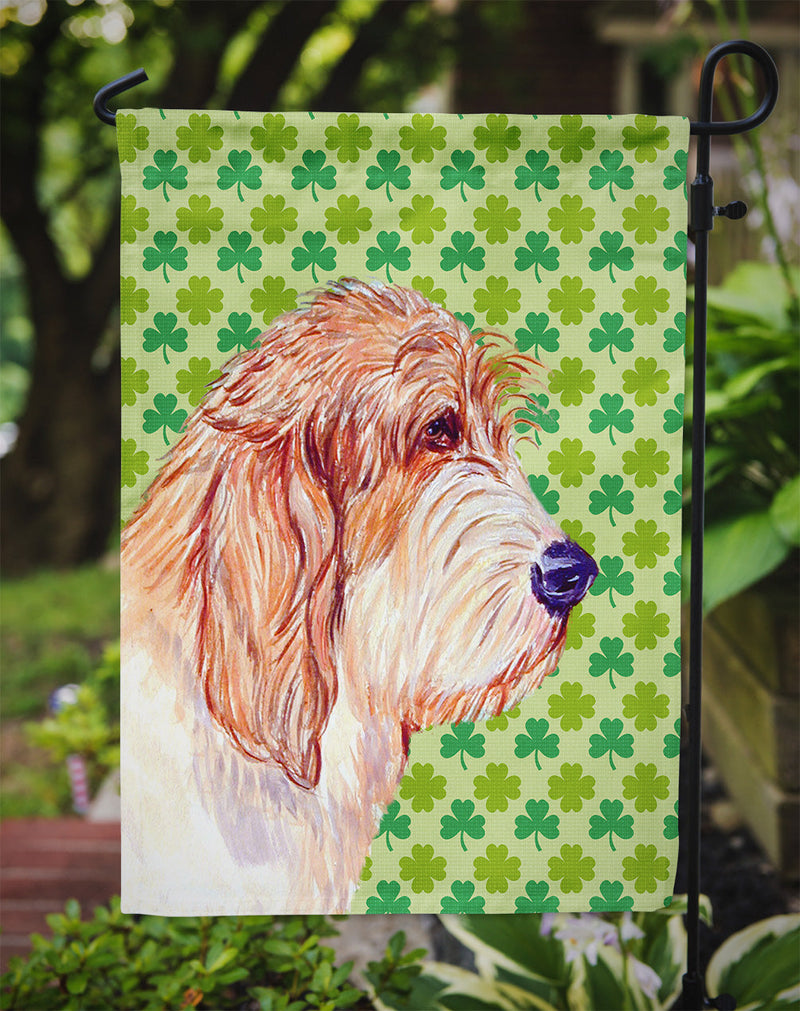 Petit Basset Griffon Vendeen St. Patrick's Day Shamrock Flag Garden Size