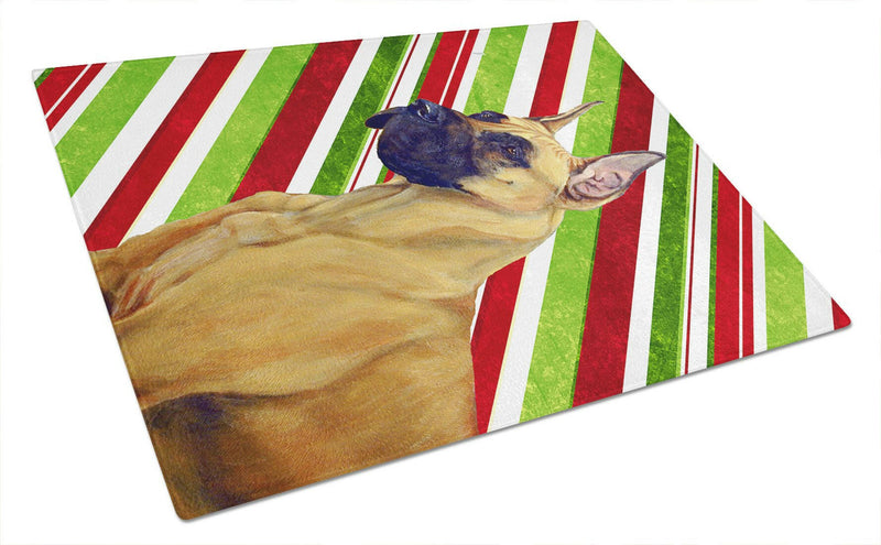 Great Dane Candy Cane Holiday Christmas Glass Cutting Board Large