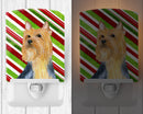 Silky Terrier Candy Cane Holiday Christmas Ceramic Night Light Compact, UL-Certified, Ideal for Bedroom, Bathroom, Nursery, Hallway, Kitchen, 6x4x3, Multicolor