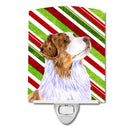Australian Shepherd Candy Cane Holiday Christmas Ceramic Night Light Compact, UL-Certified, Ideal for Bedroom, Bathroom, Nursery, Hallway, Kitchen, 6x4x3, Multicolor