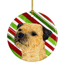 Border Terrier Candy Cane Holiday Christmas Ornament - Round Ceramic Ornament – Artist-Designed Keepsake Decoration LH9233