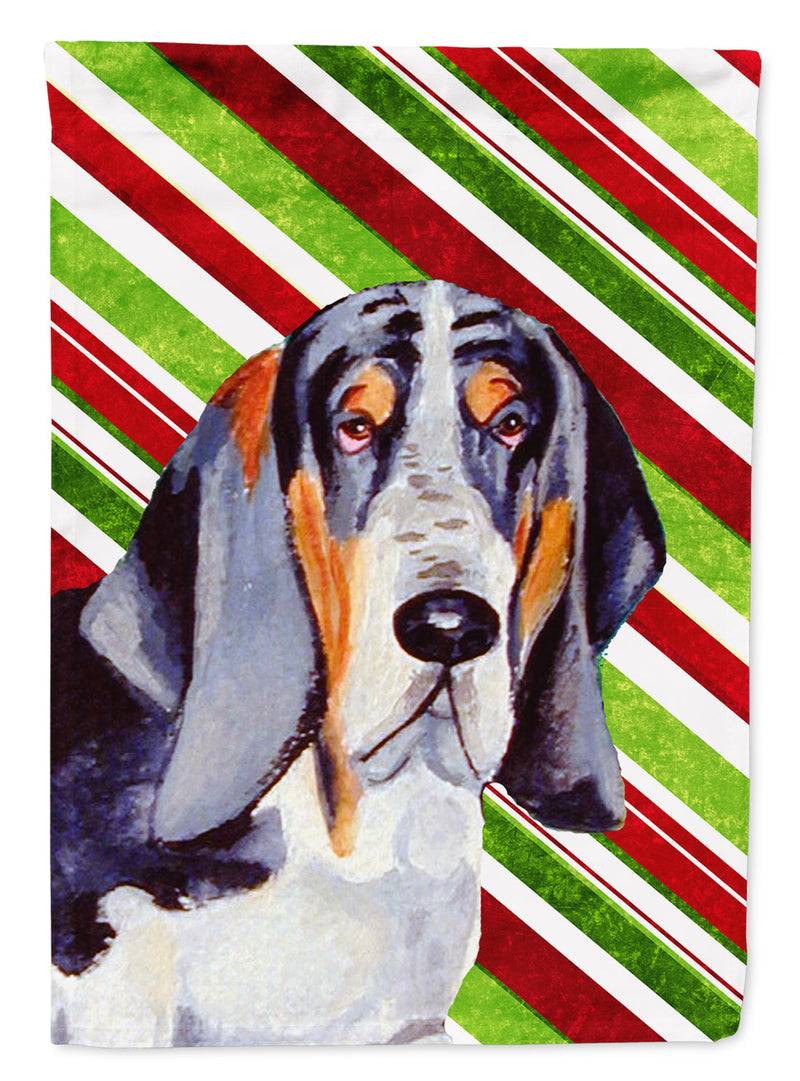 Basset Hound Candy Cane Holiday Christmas  Flag Canvas House Size