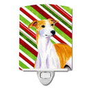 Whippet Candy Cane Holiday Christmas Ceramic Night Light Compact, UL-Certified, Ideal for Bedroom, Bathroom, Nursery, Hallway, Kitchen, 6x4x3, Multicolor