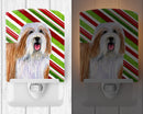 Bearded Collie Candy Cane Holiday Christmas Ceramic Night Light Compact, UL-Certified, Ideal for Bedroom, Bathroom, Nursery, Hallway, Kitchen, 6x4x3, Multicolor