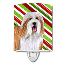 Bearded Collie Candy Cane Holiday Christmas Ceramic Night Light Compact, UL-Certified, Ideal for Bedroom, Bathroom, Nursery, Hallway, Kitchen, 6x4x3, Multicolor
