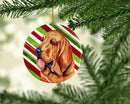 Bloodhound Candy Cane Holiday Christmas Ornament - Round Ceramic Ornament – Artist-Designed Keepsake Decoration LH9241