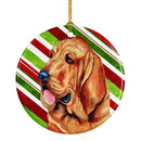 Bloodhound Candy Cane Holiday Christmas Ornament - Round Ceramic Ornament – Artist-Designed Keepsake Decoration LH9241