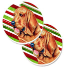 Bloodhound Candy Cane Holiday Christmas Car Coasters – Set of 2 - Absorbent Stone with Fun & Functional Artwork LH9241CARC