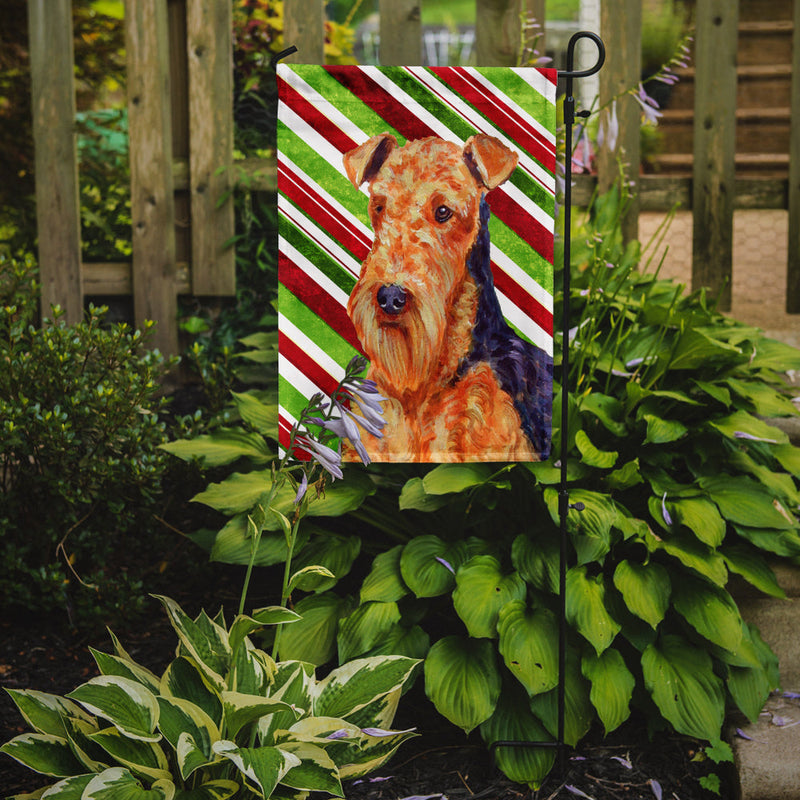 Airedale Candy Cane Holiday Christmas  Flag Garden Size