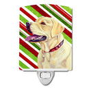 Labrador Candy Cane Holiday Christmas Ceramic Night Light Compact, UL-Certified, Ideal for Bedroom, Bathroom, Nursery, Hallway, Kitchen, 6x4x3, Multicolor