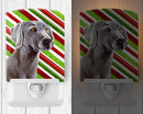 Weimaraner Candy Cane Holiday Christmas Ceramic Night Light Compact, UL-Certified, Ideal for Bedroom, Bathroom, Nursery, Hallway, Kitchen, 6x4x3, Multicolor