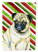 Pug Candy Cane Holiday Christmas House Flag 28x40 Porch Sleeve Pole Decorative Outside Yard Banner Artwork Wall Hanging, Polyester