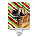 Leonberger Candy Cane Holiday Christmas Ceramic Night Light Compact, UL-Certified, Ideal for Bedroom, Bathroom, Nursery, Hallway, Kitchen, 6x4x3, Multicolor