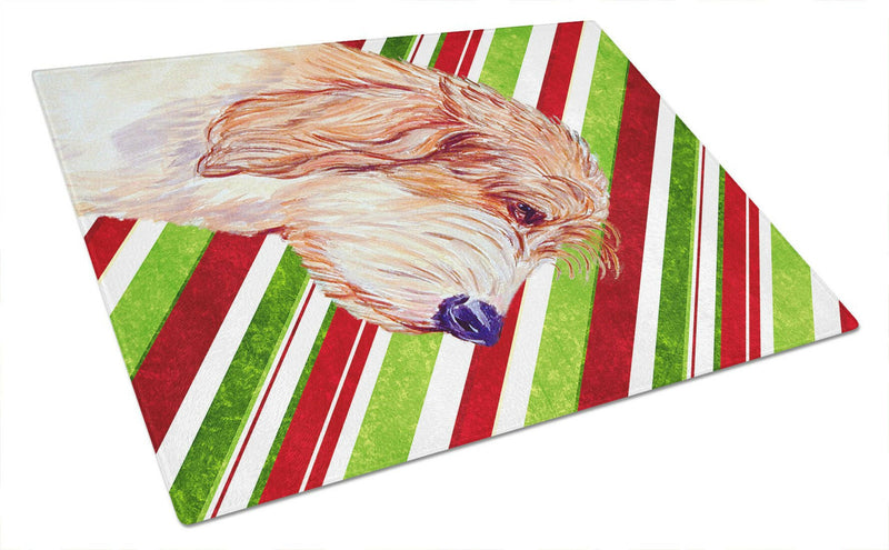 Petit Basset Griffon Vendeen Candy Cane Christmas Glass Cutting Board Large