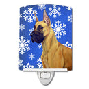 Great Dane Winter Snowflakes Holiday Ceramic Night Light Compact, UL-Certified, Ideal for Bedroom, Bathroom, Nursery, Hallway, Kitchen, 6x4x3, Multicolor