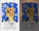 Silky Terrier Winter Snowflakes Holiday Ceramic Night Light Compact, UL-Certified, Ideal for Bedroom, Bathroom, Nursery, Hallway, Kitchen, 6x4x3, Multicolor
