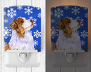 Australian Shepherd Winter Snowflakes Holiday Ceramic Night Light Compact, UL-Certified, Ideal for Bedroom, Bathroom, Nursery, Hallway, Kitchen, 6x4x3, Multicolor