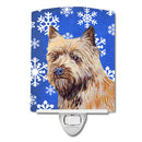 Cairn Terrier Winter Snowflakes Holiday Ceramic Night Light Compact, UL-Certified, Ideal for Bedroom, Bathroom, Nursery, Hallway, Kitchen, 6x4x3, Multicolor