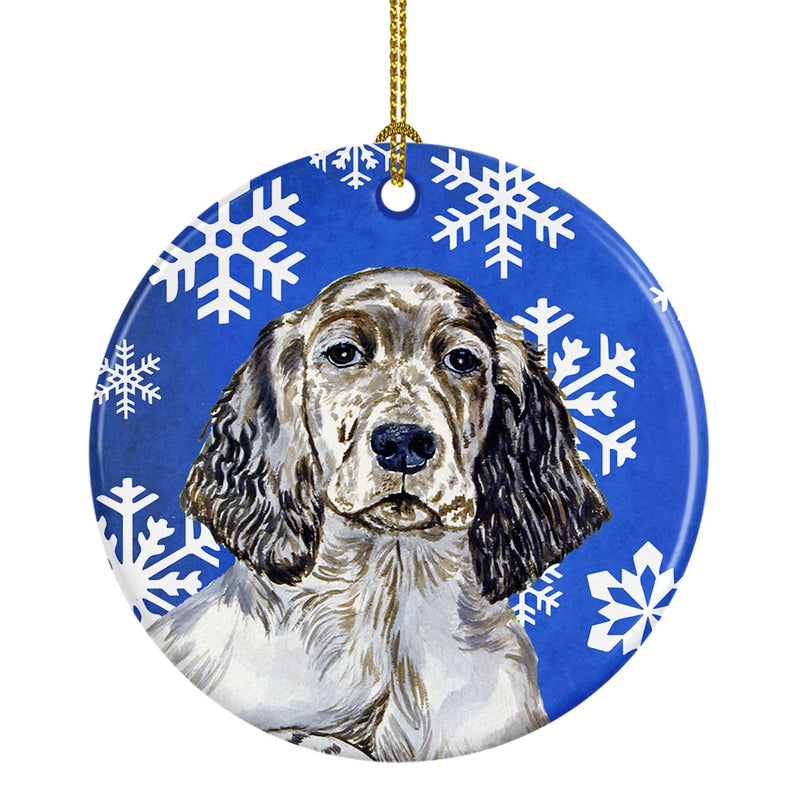 English Setter Winter Snowflake Holiday Ceramic Ornament LH9277