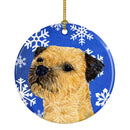 Border Terrier Winter Snowflake Holiday Ornament - Round Ceramic Ornament – Artist-Designed Keepsake Decoration LH9278