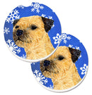 Border Terrier Winter Snowflakes Holiday Car Coasters – Set of 2 - Absorbent Stone with Fun & Functional Artwork LH9278CARC