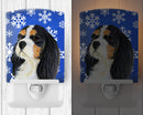 Cavalier Spaniel Winter Snowflakes Holiday Ceramic Night Light Compact, UL-Certified, Ideal for Bedroom, Bathroom, Nursery, Hallway, Kitchen, 6x4x3, Multicolor