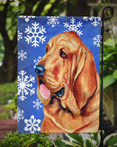 Bloodhound Winter Snowflakes Holiday Garden Flag – Decorative Outdoor Yard Flag