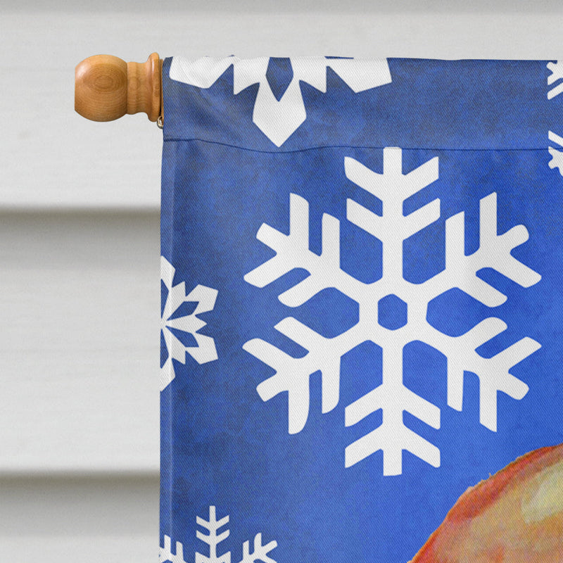 Basset Hound Winter Snowflakes Holiday Flag Canvas House Size