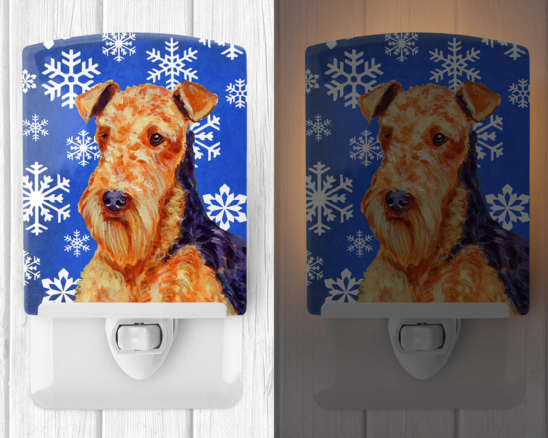 Airedale Winter Snowflakes Holiday Ceramic Night Light LH9291CNL