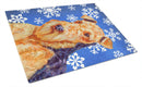 Airedale Winter Snowflakes Holiday Glass Cutting Boards – Durable, Decorative Kitchen Art Large