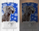 Weimaraner Winter Snowflakes Holiday Ceramic Night Light Compact, UL-Certified, Ideal for Bedroom, Bathroom, Nursery, Hallway, Kitchen, 6x4x3, Multicolor